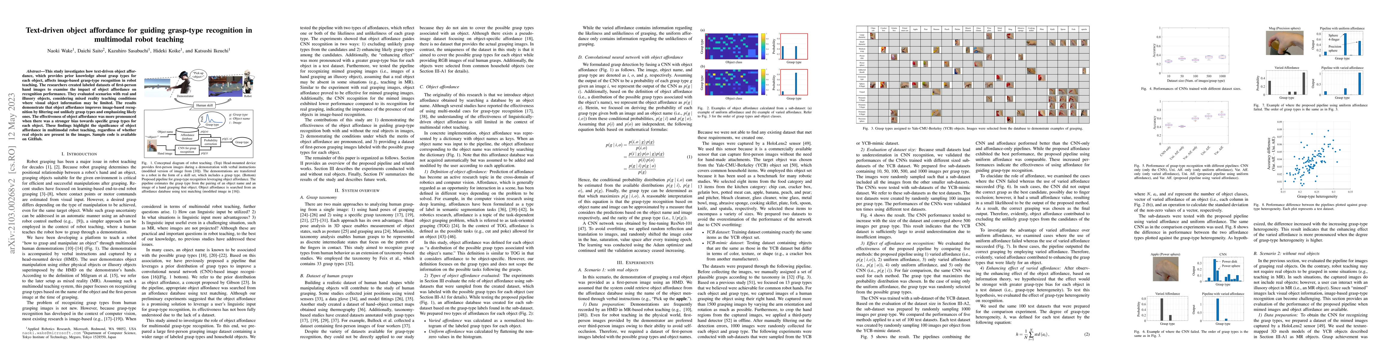 Thumbnail for Text-driven object affordance for guiding grasp-type recognition in
  multimodal robot teaching