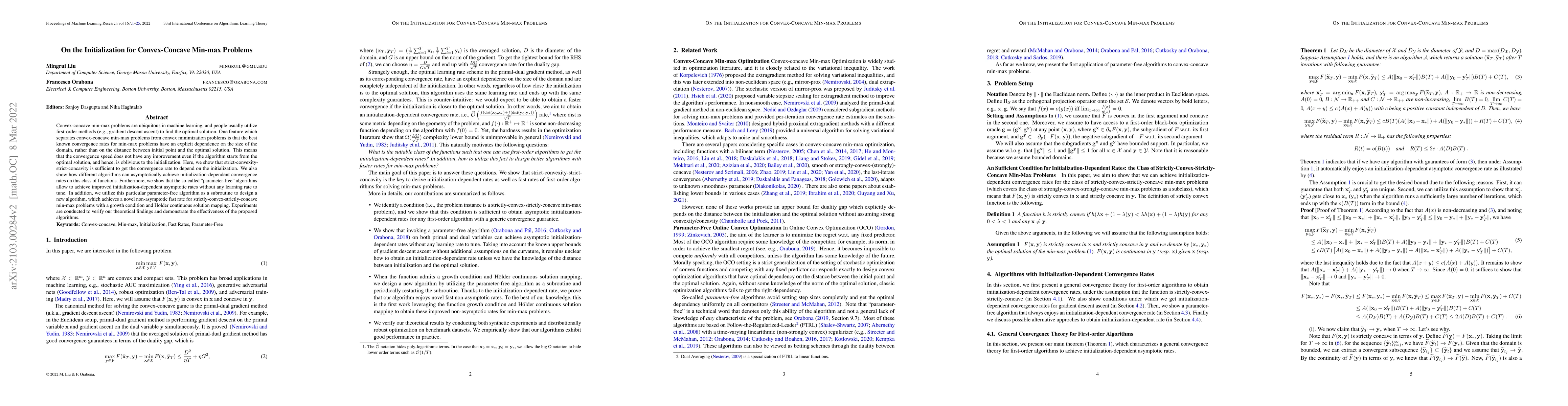 Thumbnail for On the Initialization for Convex-Concave Min-max Problems