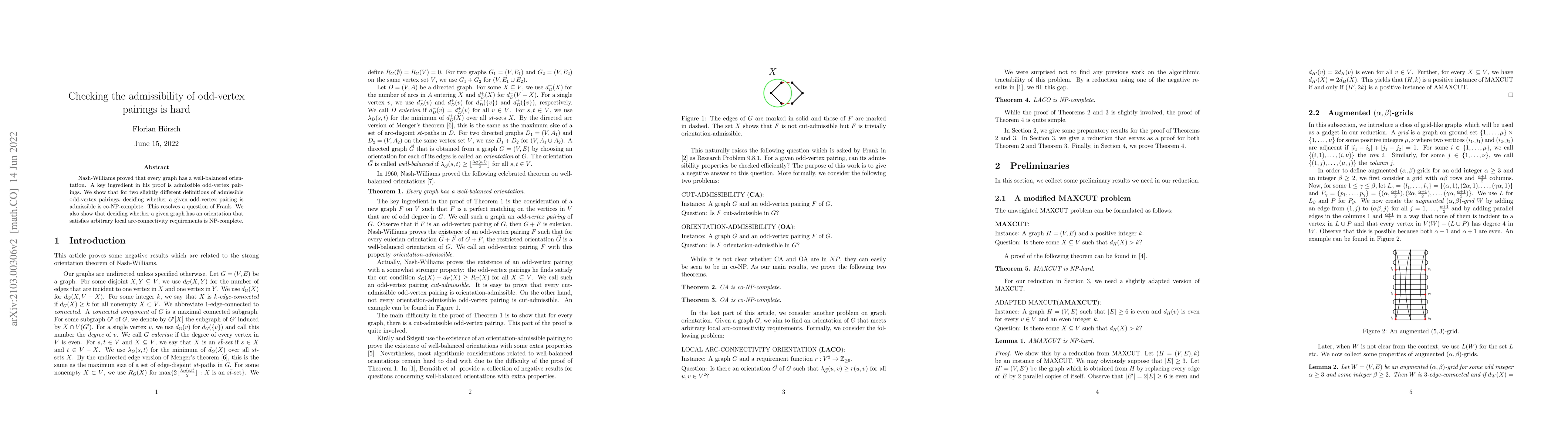 Thumbnail for Checking the admissibility of odd-vertex pairings is hard
