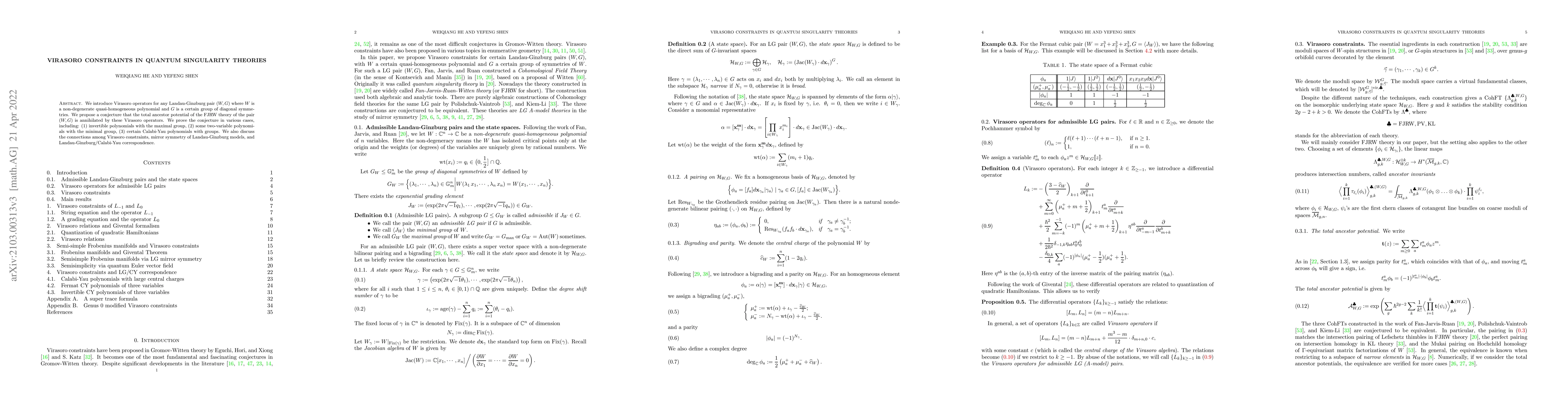 Thumbnail for Virasoro constraints in quantum singularity theories
