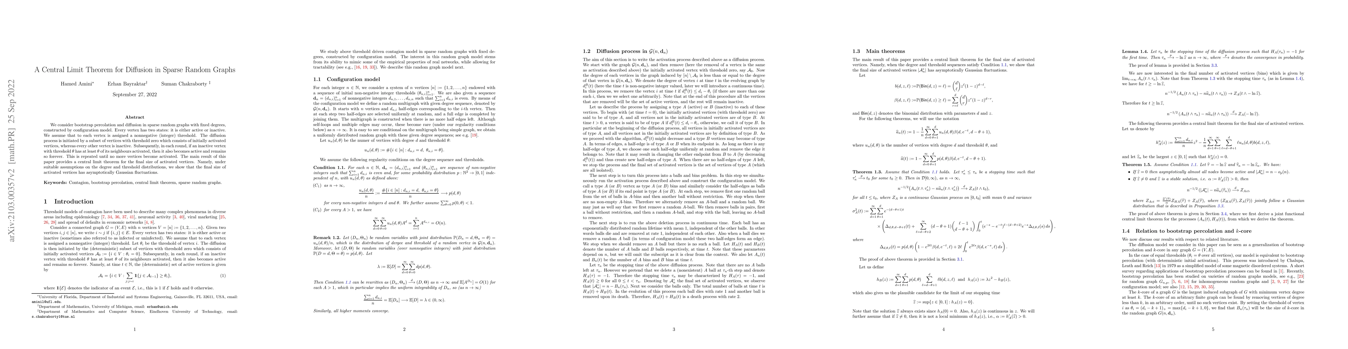 Thumbnail for A Central Limit Theorem for Diffusion in Sparse Random Graphs