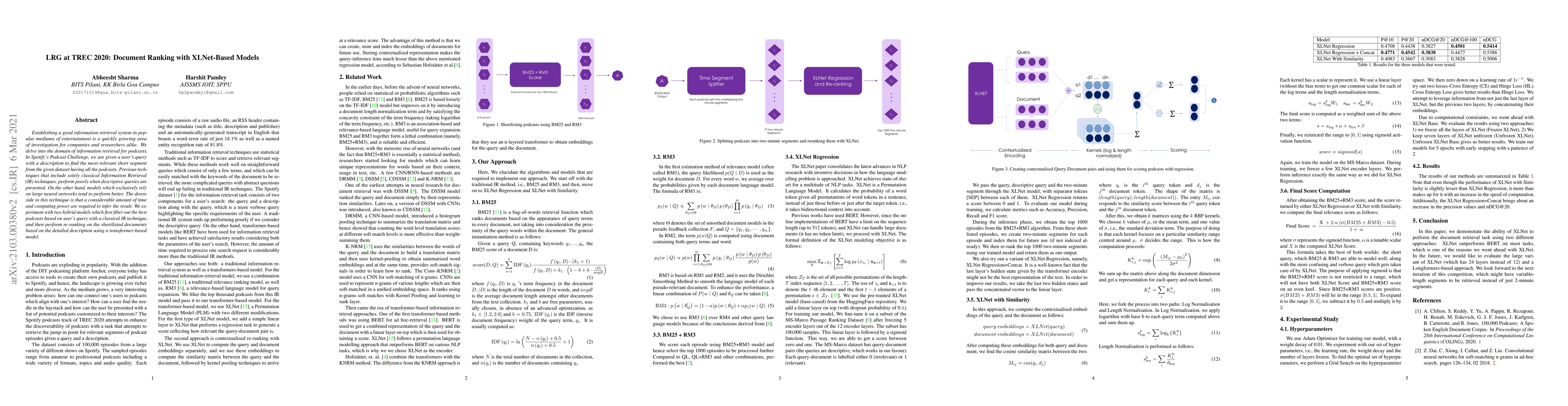 Thumbnail for LRG at TREC 2020: Document Ranking with XLNet-Based Models