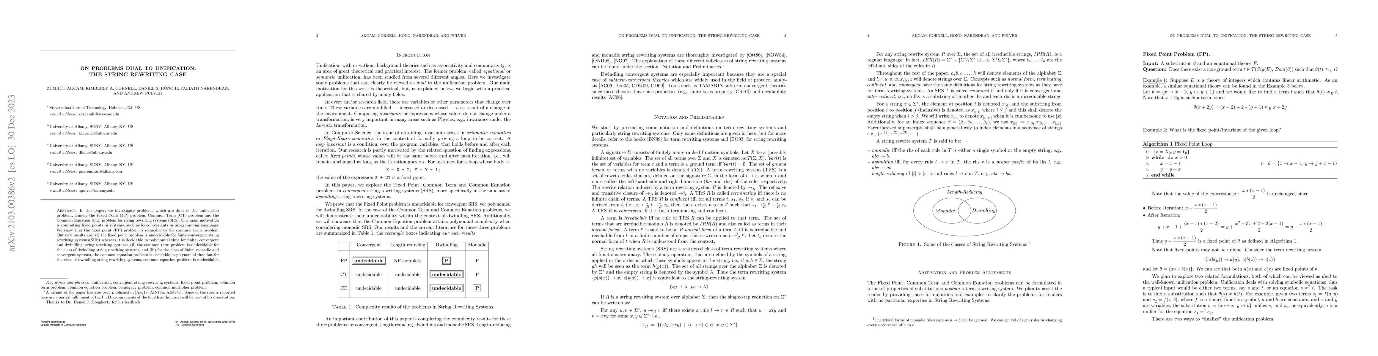 Thumbnail for On Problems Dual to Unification: The String-Rewriting Case