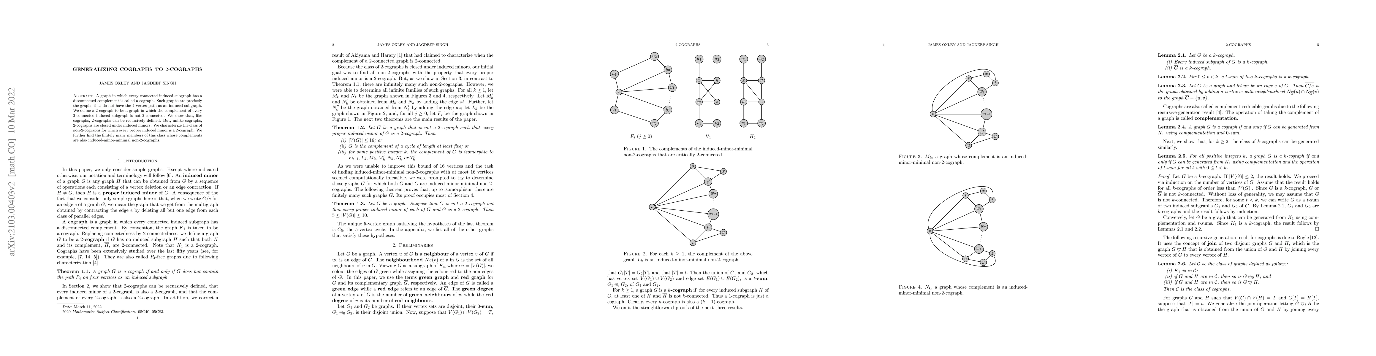 Thumbnail for Generalizing Cographs to 2-Cographs
