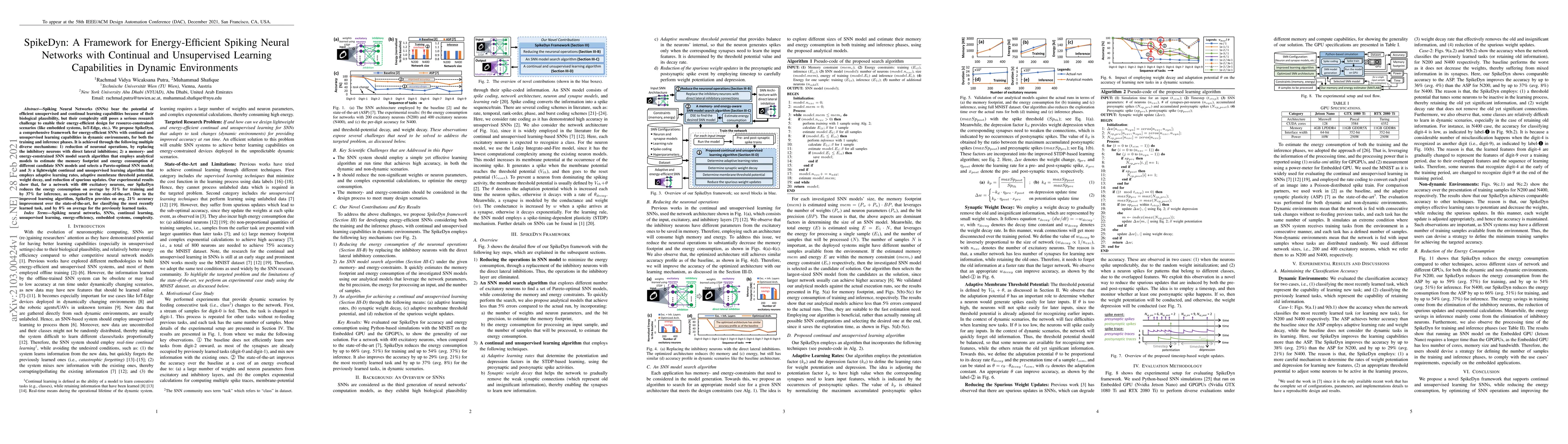 Thumbnail for SpikeDyn: A Framework for Energy-Efficient Spiking Neural Networks with
  Continual and Unsupervised Learning Capabilities in Dynamic Environments