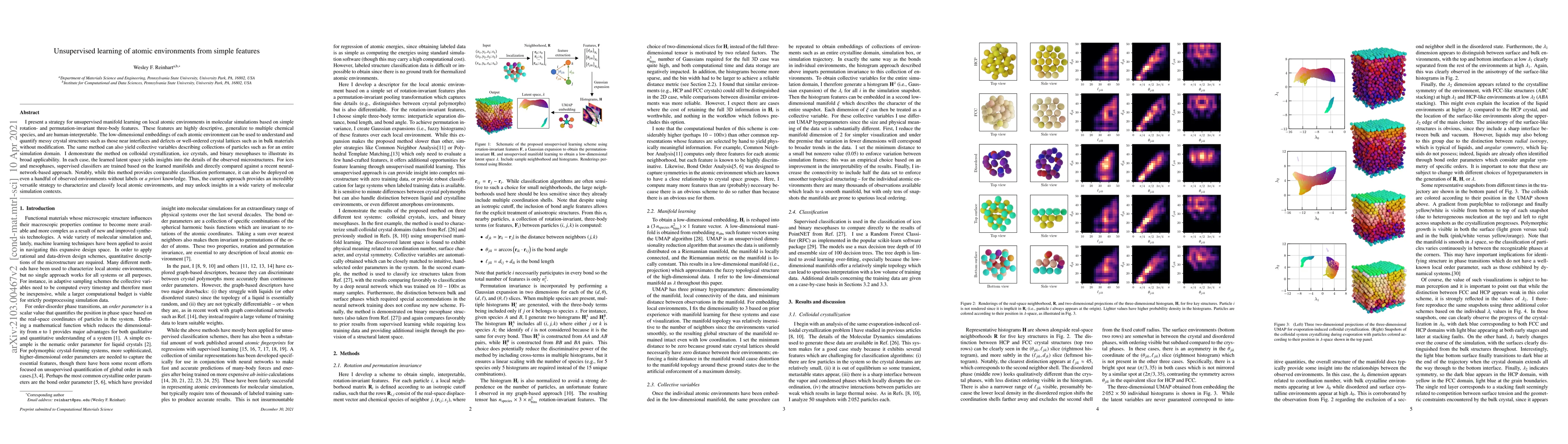 Thumbnail for Unsupervised learning of atomic environments from simple features
