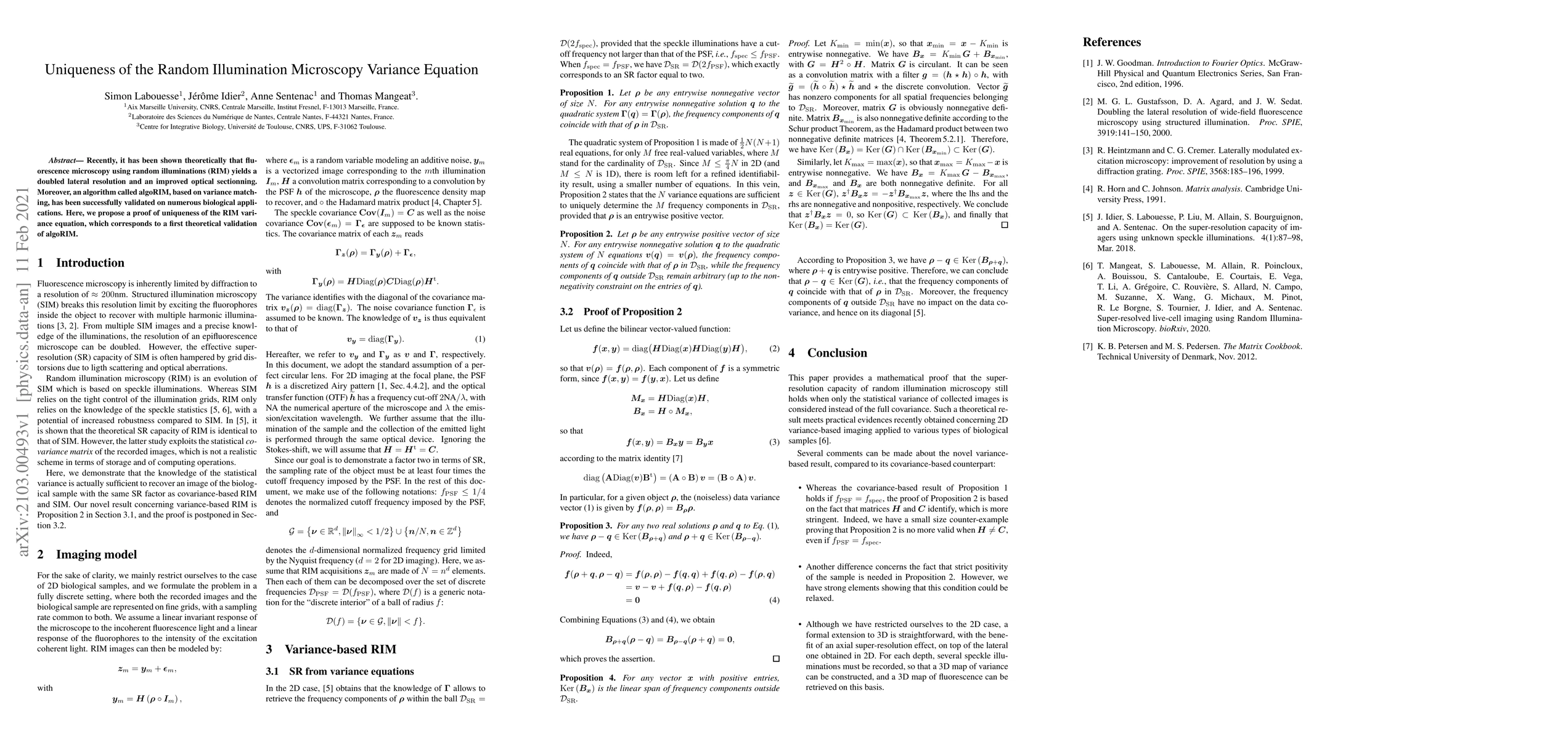 Thumbnail for Uniqueness of the Random Illumination Microscopy Variance Equation