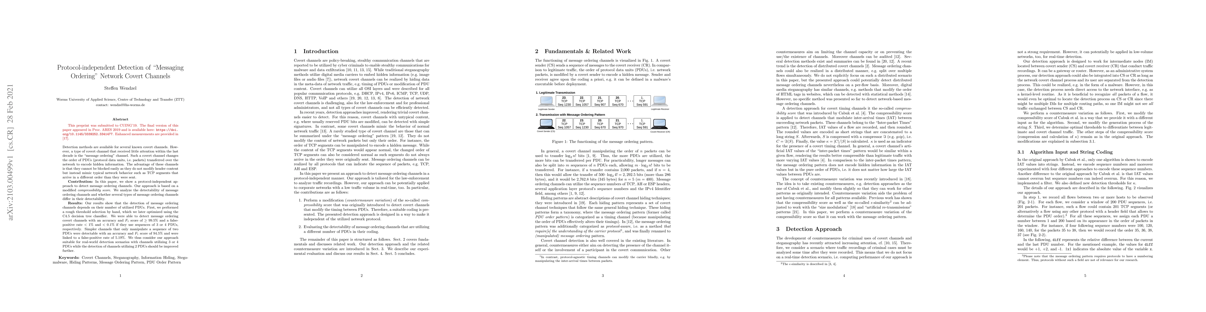 Thumbnail for Protocol-independent Detection of "Messaging Ordering" Network Covert
  Channels