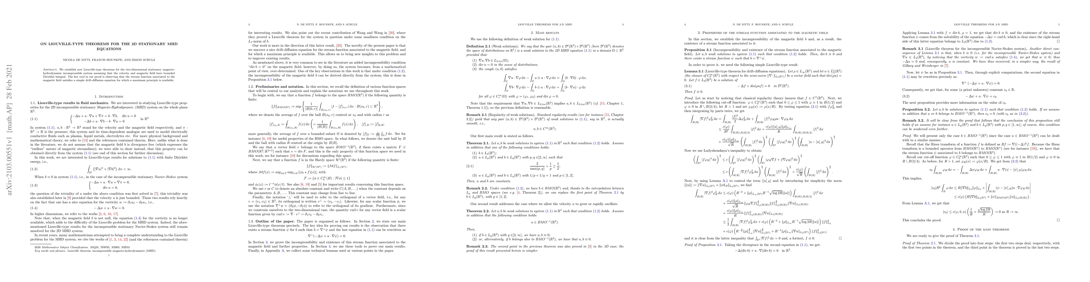 Thumbnail for On Liouville-type theorems for the 2D stationary MHD equations