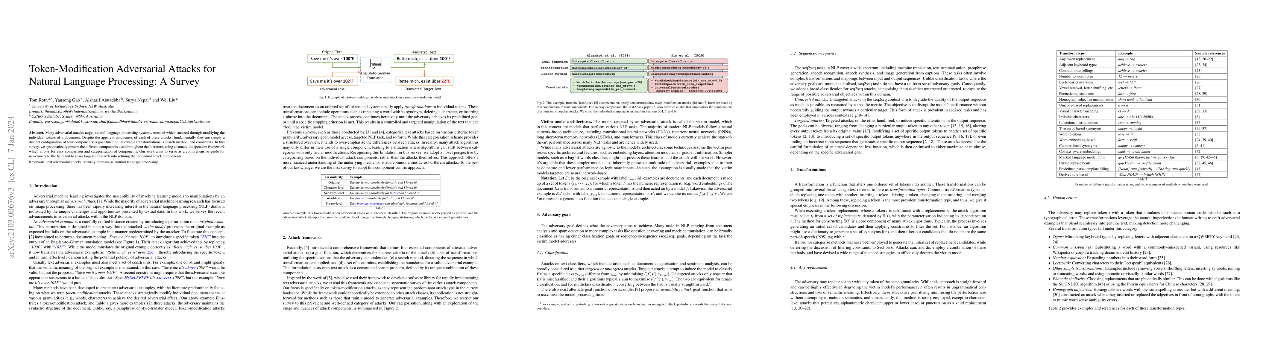 Thumbnail for Token-Modification Adversarial Attacks for Natural Language Processing:
  A Survey