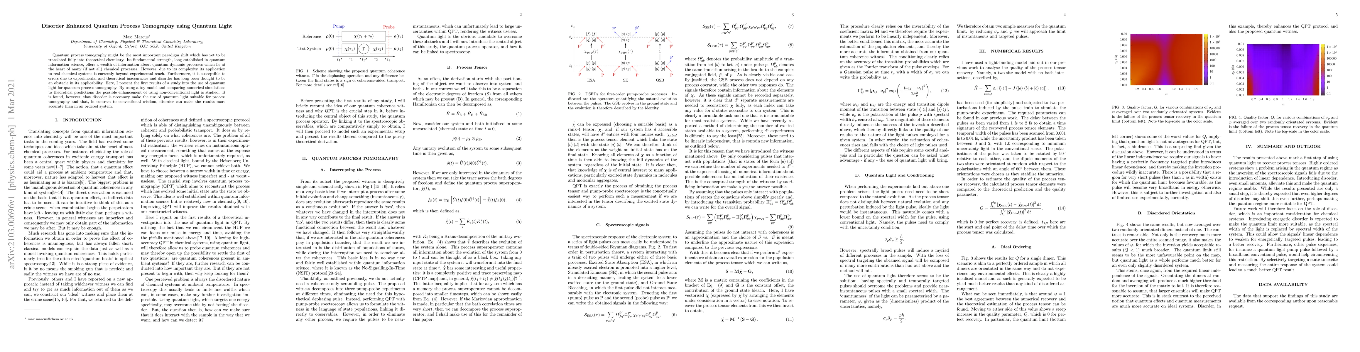 Thumbnail for Disorder Enhanced Quantum Process Tomography using Quantum Light