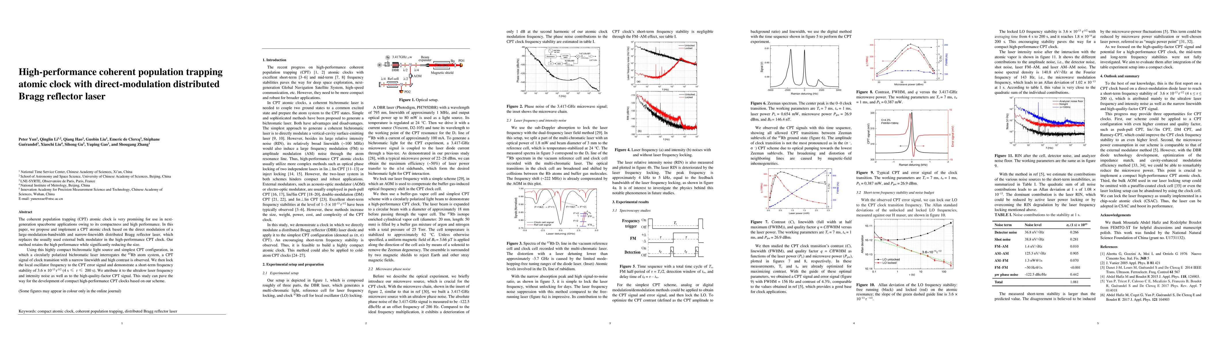Thumbnail for High-performance coherent population trapping atomic clock with
  direct-modulation distributed Bragg reflector laser