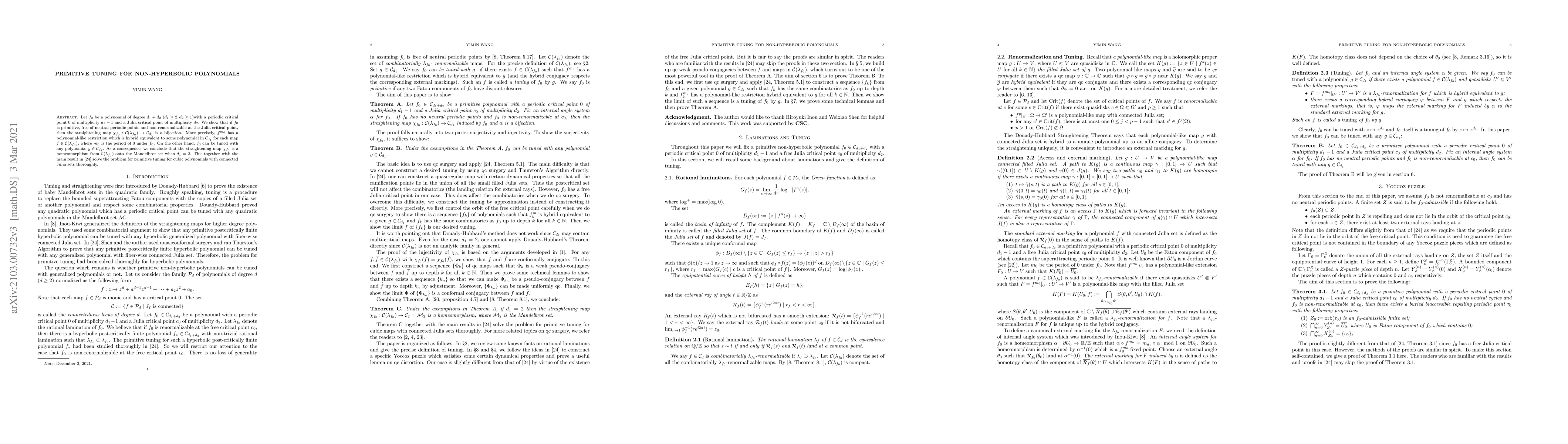 Thumbnail for Primitive tuning for non-hyperbolic polynomials
