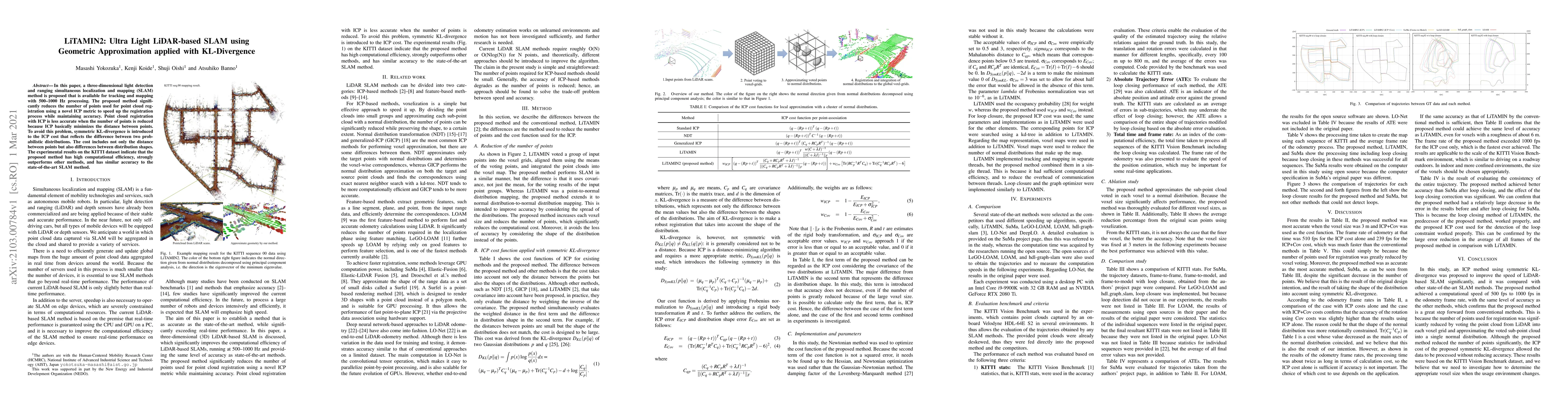 Thumbnail for LiTAMIN2: Ultra Light LiDAR-based SLAM using Geometric Approximation
  applied with KL-Divergence