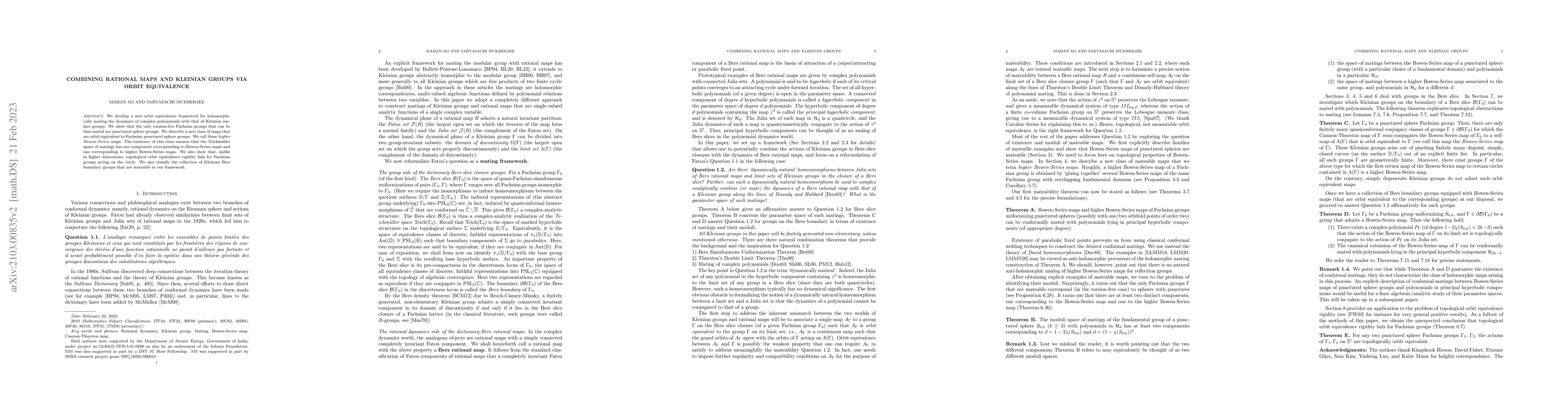 Thumbnail for Combining Rational maps and Kleinian groups via orbit equivalence