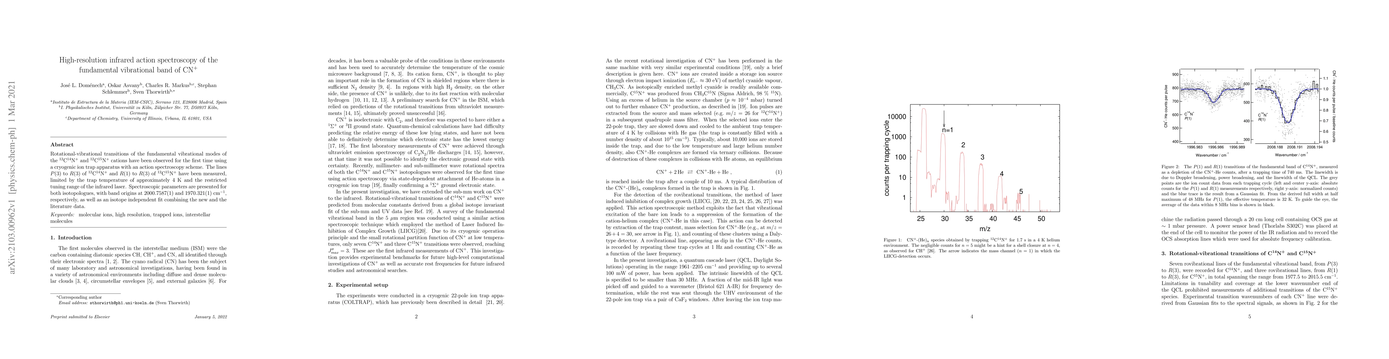 Thumbnail for High-resolution infrared action spectroscopy of the fundamental
  vibrational band of CN+