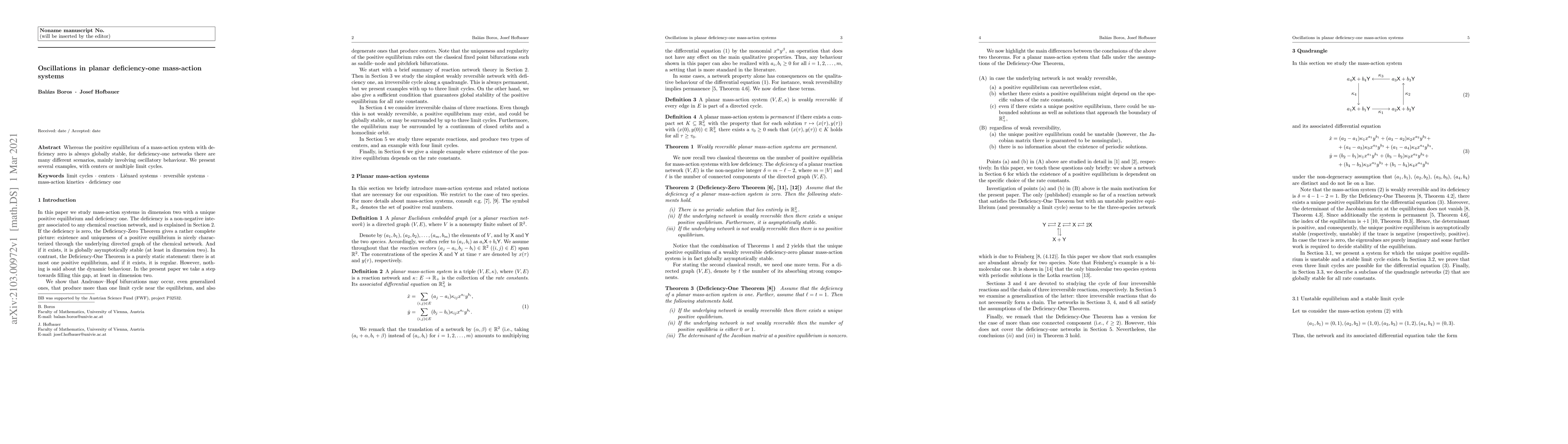 Thumbnail for Oscillations in planar deficiency-one mass-action systems