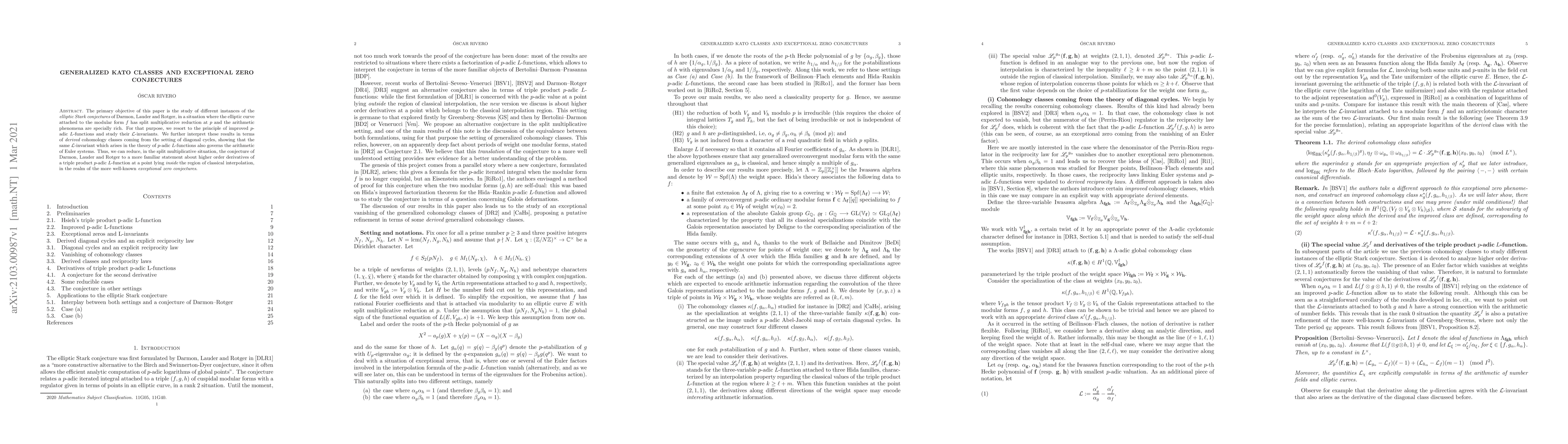 Thumbnail for Generalized Kato classes and exceptional zero conjectures