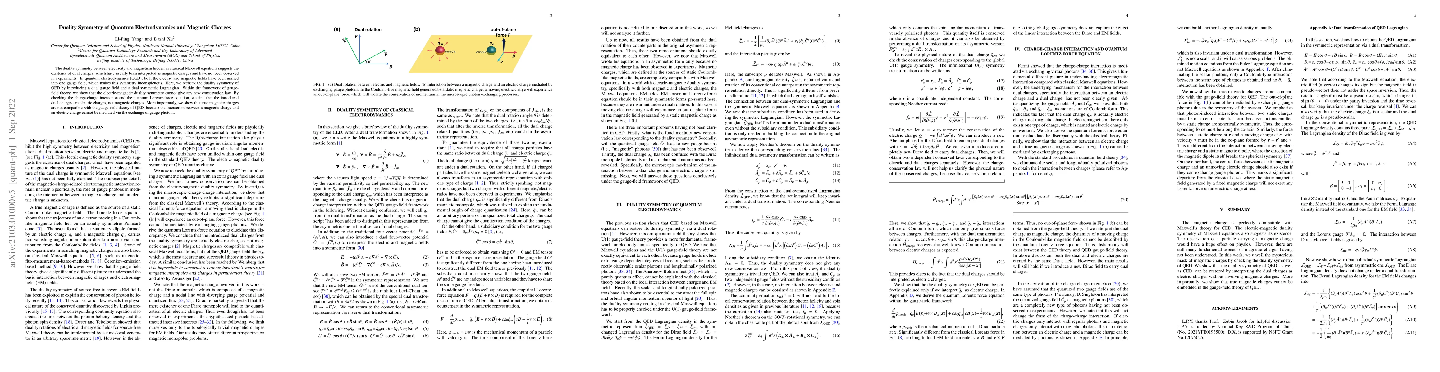 Thumbnail for Duality Symmetry of Quantum Electrodynamics and Magnetic Charges