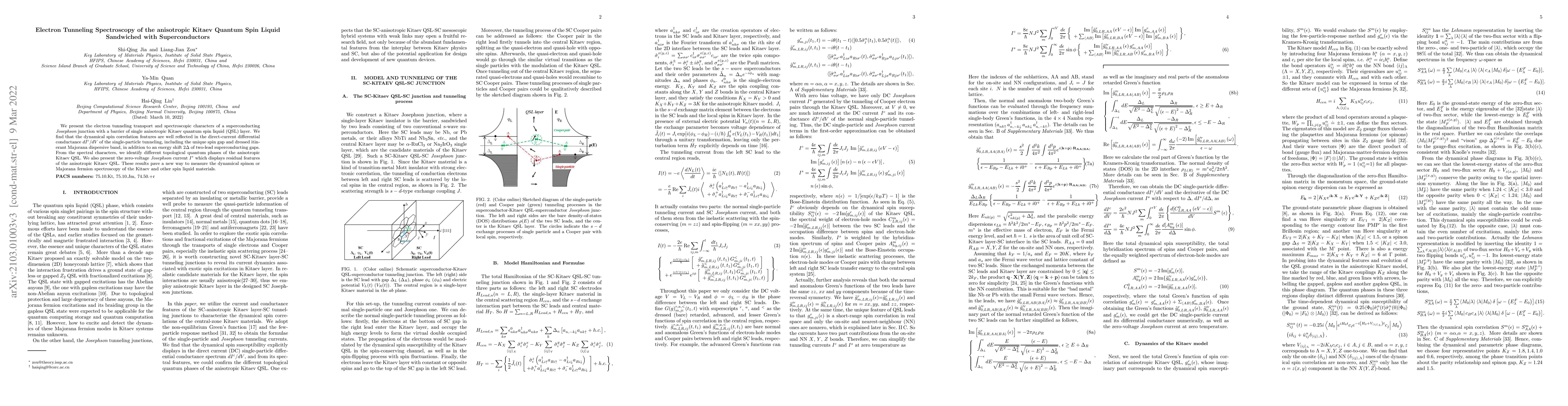 Thumbnail for Electron Tunneling Spectroscopy of the Anisotropic Kitaev Quantum Spin
  Liquid Sandwiched with Superconductors