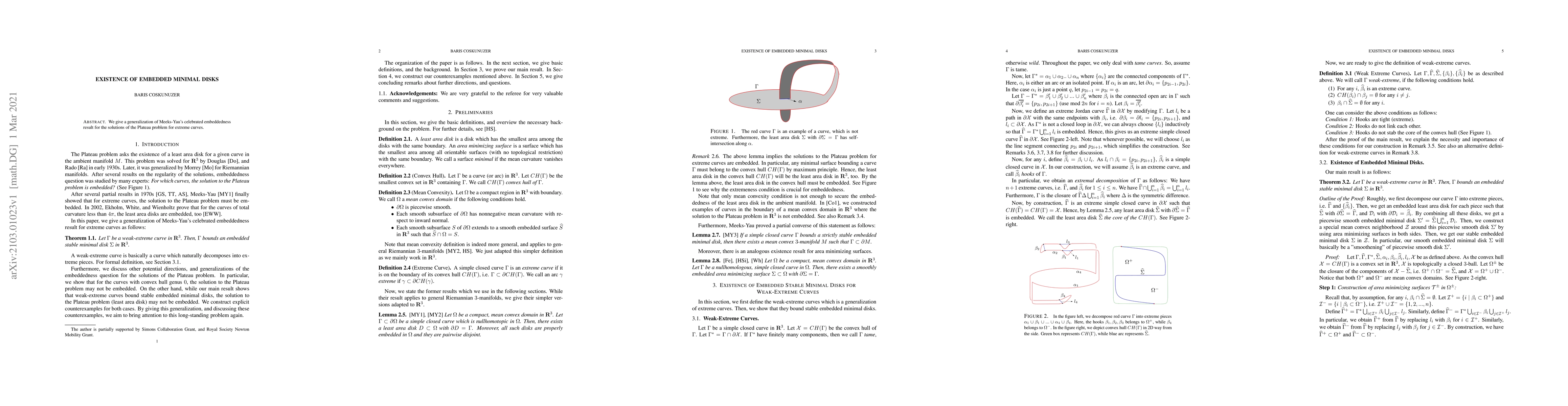 Thumbnail for Existence of Embedded Minimal Disks
