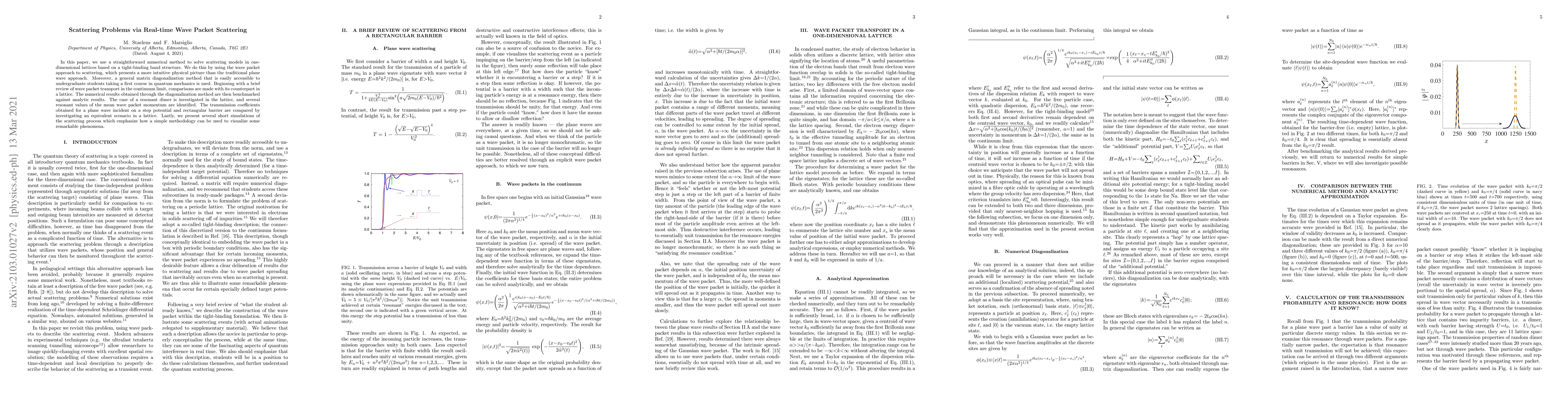 Thumbnail for Scattering Problems via Real-time Wave Packet Scattering