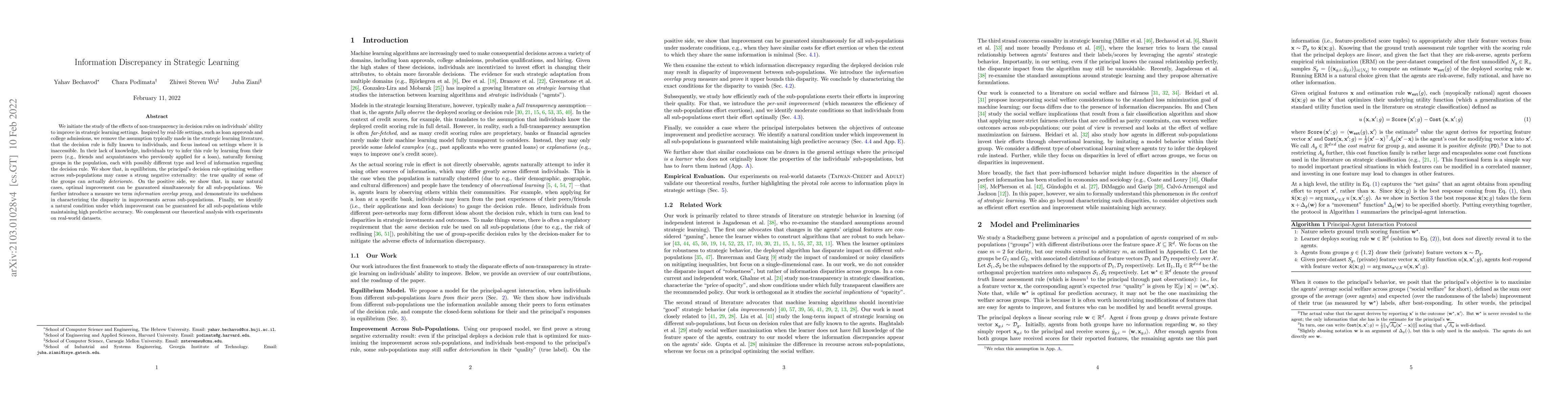Thumbnail for Information Discrepancy in Strategic Learning