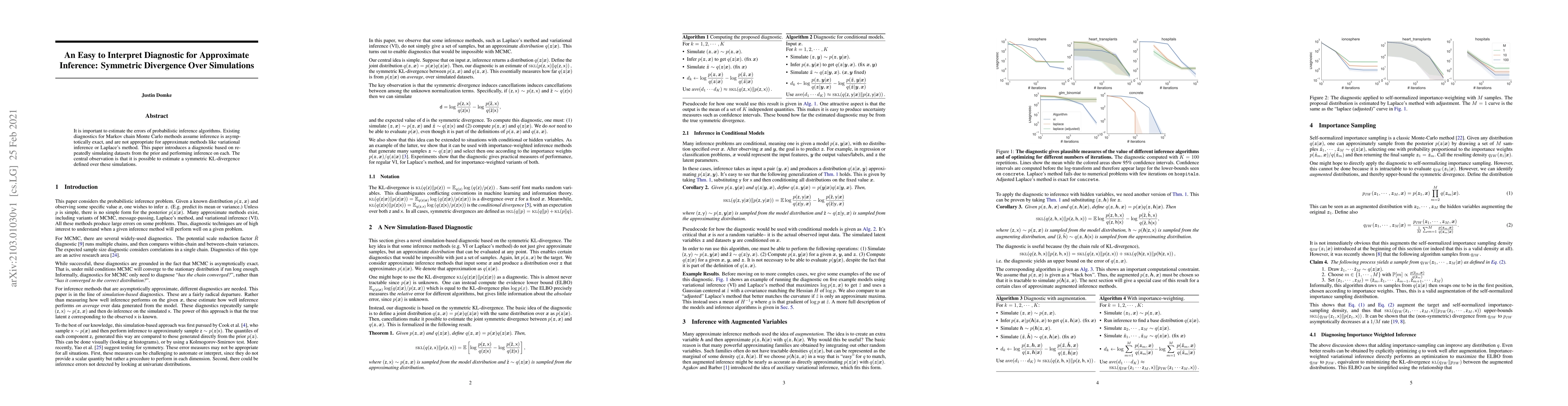 Thumbnail for An Easy to Interpret Diagnostic for Approximate Inference: Symmetric
  Divergence Over Simulations