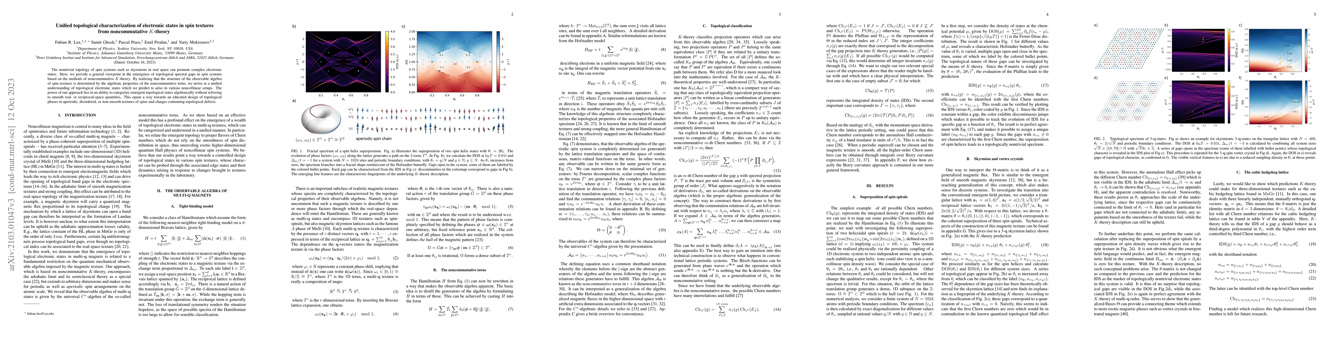 Thumbnail for Unified topological characterization of electronic states in spin
  textures from noncommutative K-theory