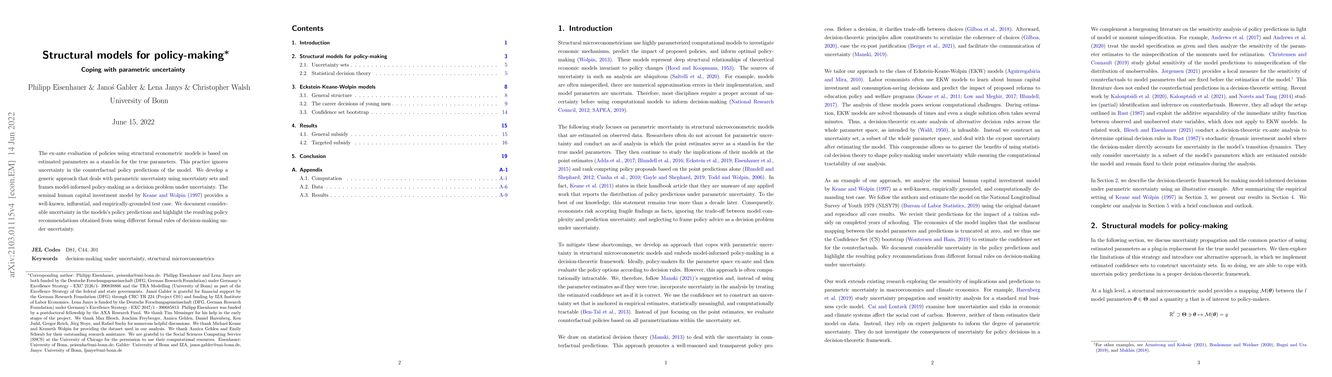 Thumbnail for Structural models for policy-making: Coping with parametric uncertainty