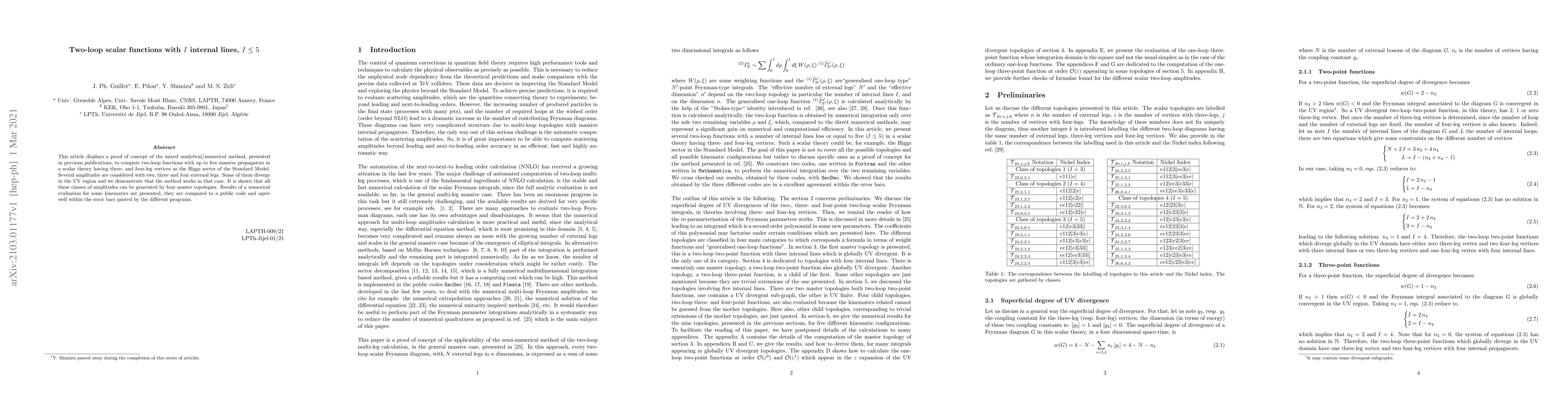 Thumbnail for Two-loop scalar functions with $I$ internal lines, $I \le 5$