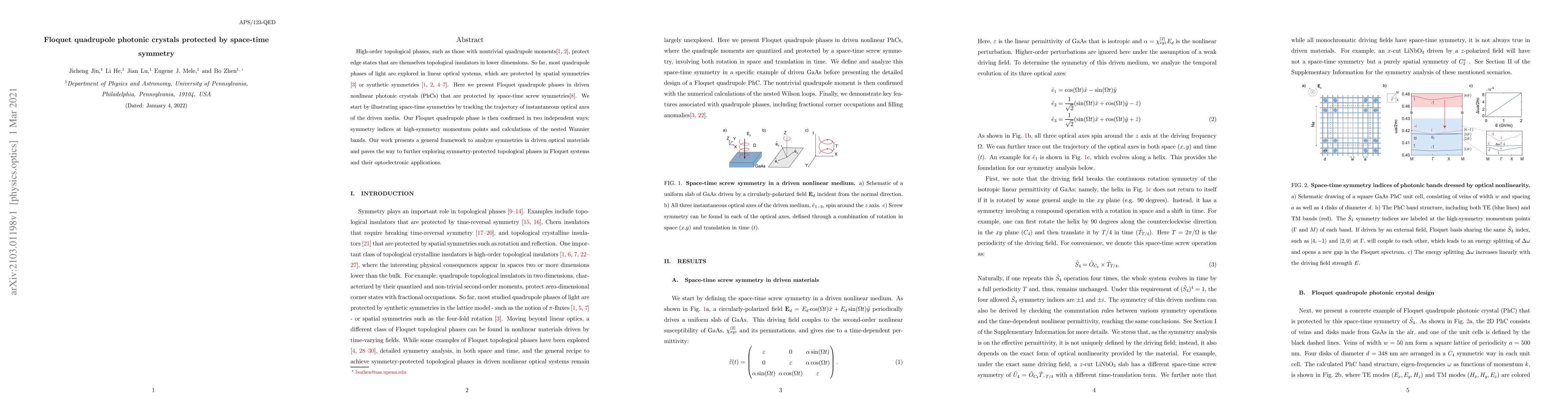 Thumbnail for Floquet quadrupole photonic crystals protected by space-time symmetry