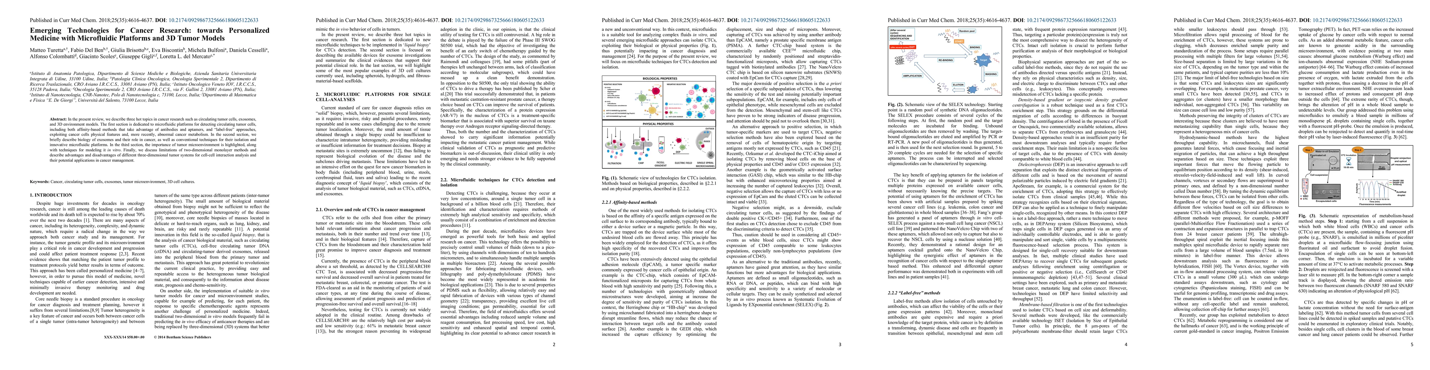 Thumbnail for Emerging Technologies for Cancer Research: Towards Personalized Medicine
  with Microfluidic Platforms and 3D Tumor Models
