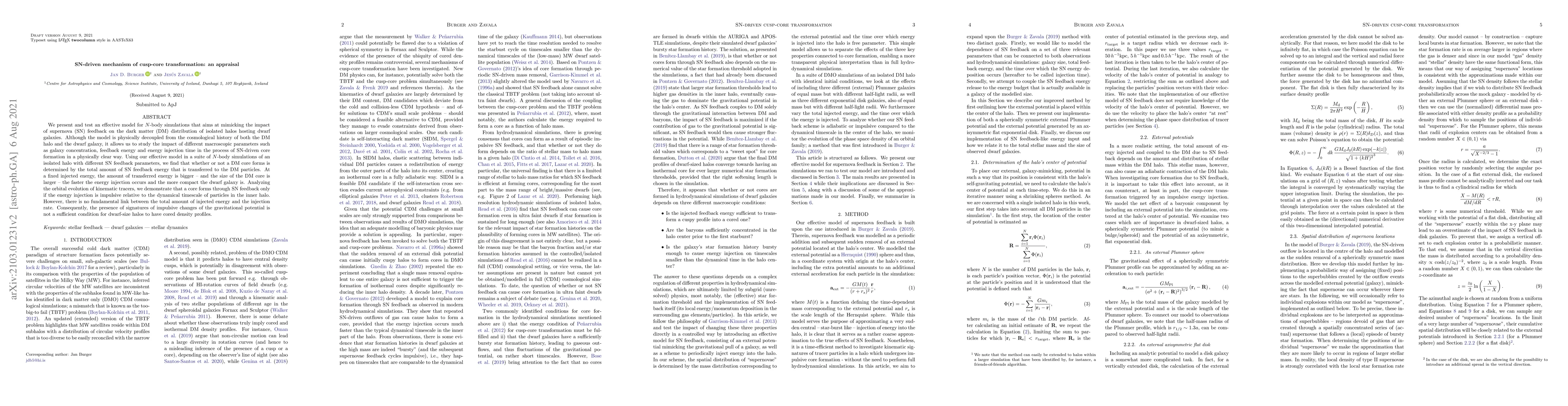 Thumbnail for SN-driven mechanism of cusp-core transformation: an appraisal