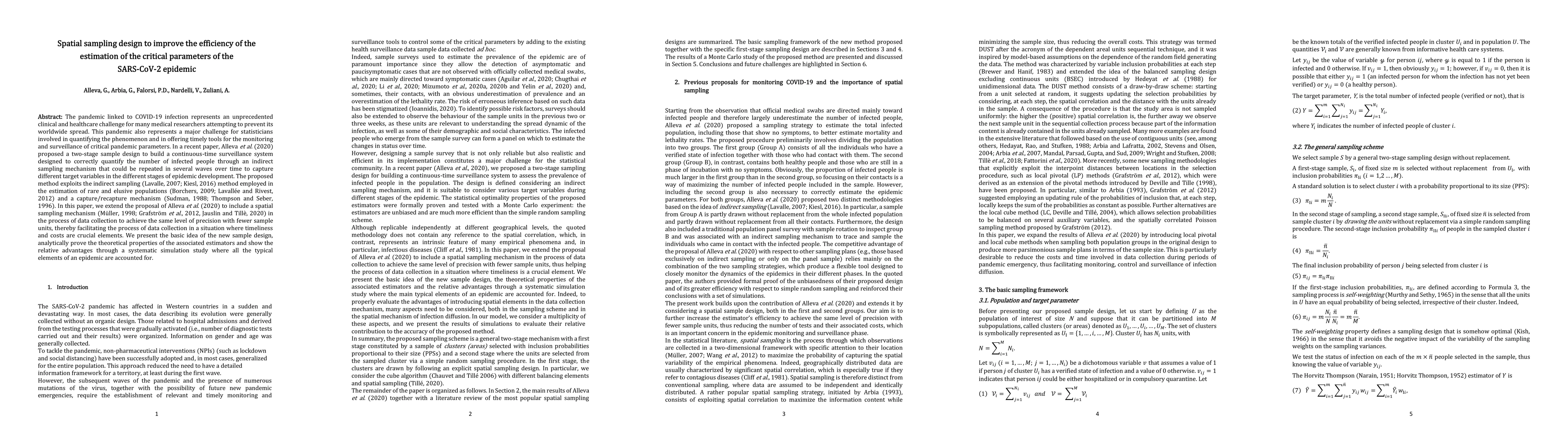 Thumbnail for Spatial sampling design to improve the efficiency of the estimation of
  the critical parameters of the SARS-CoV-2 epidemic
