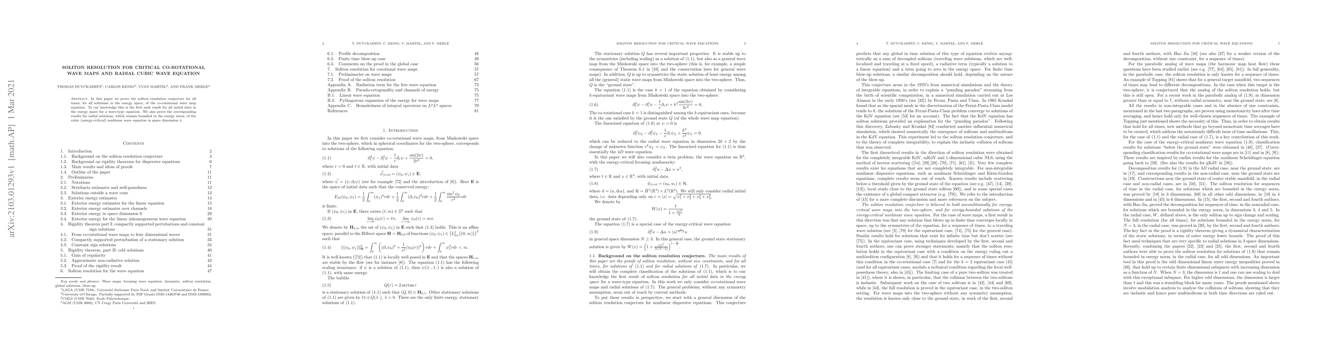 Thumbnail for Soliton resolution for critical co-rotational wave maps and radial cubic
  wave equation