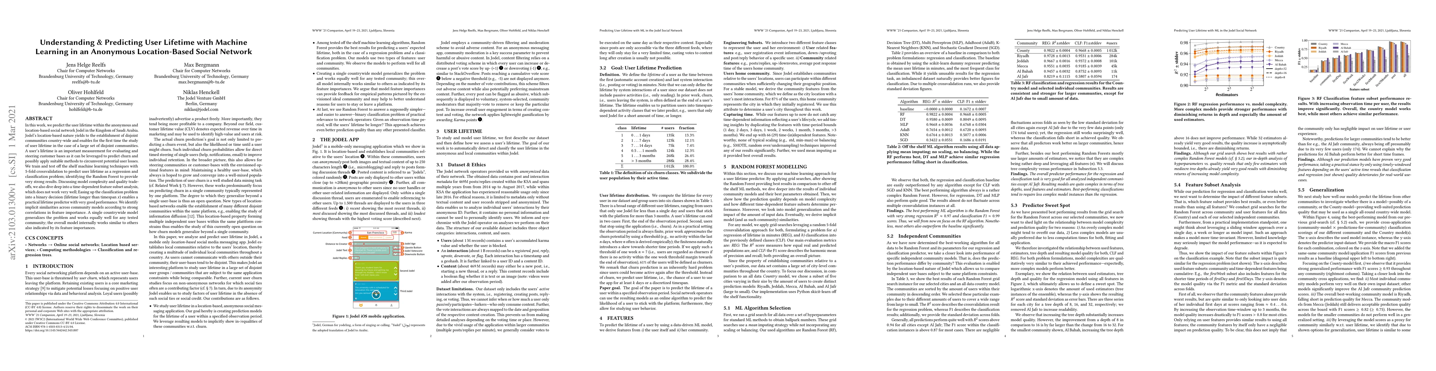 Thumbnail for Understanding & Predicting User Lifetime with Machine Learning in an
  Anonymous Location-Based Social Network