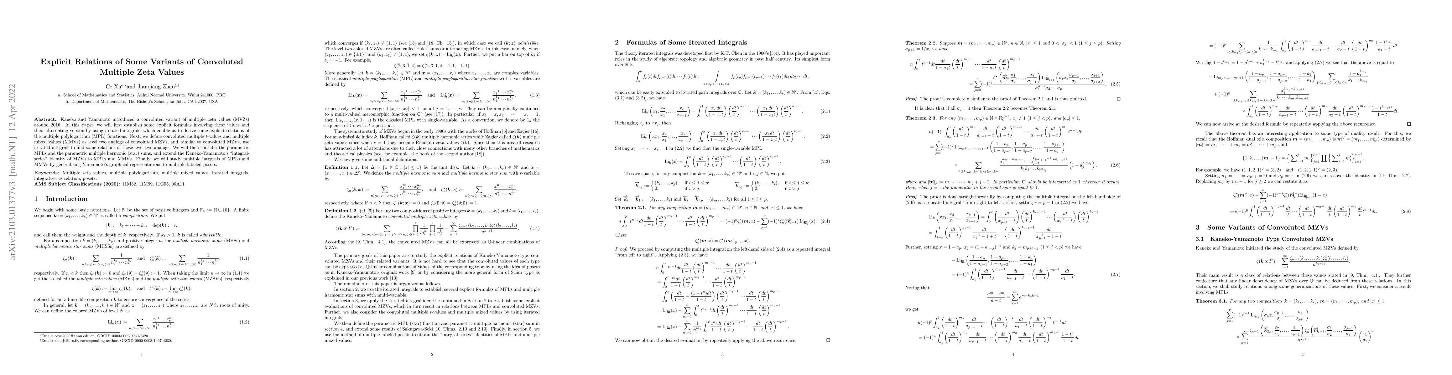 Thumbnail for Explicit Relations of Some Variants of Convoluted Multiple Zeta Values