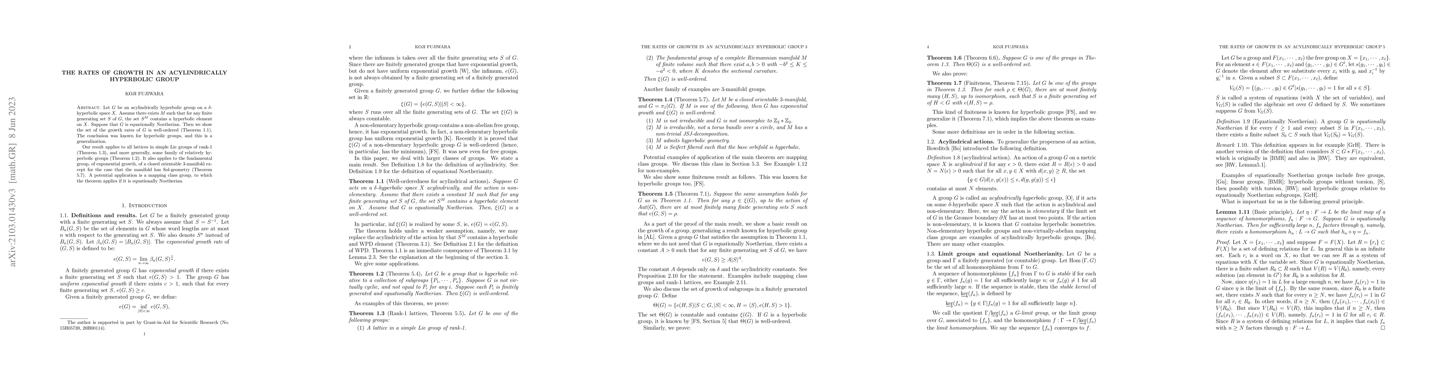 Thumbnail for The rates of growth in an acylindrically hyperbolic group