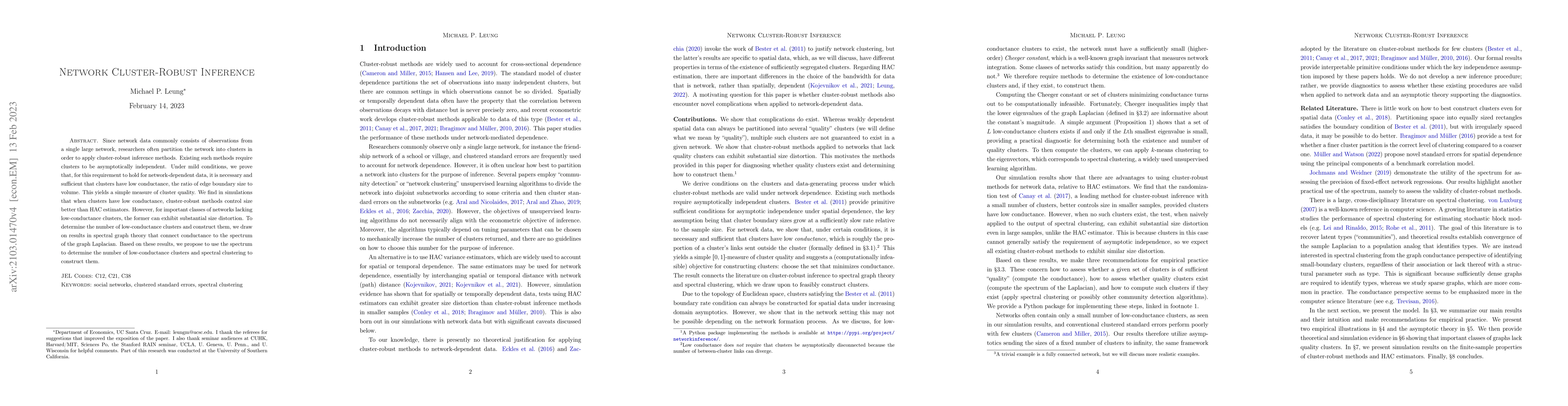 Thumbnail for Network Cluster-Robust Inference