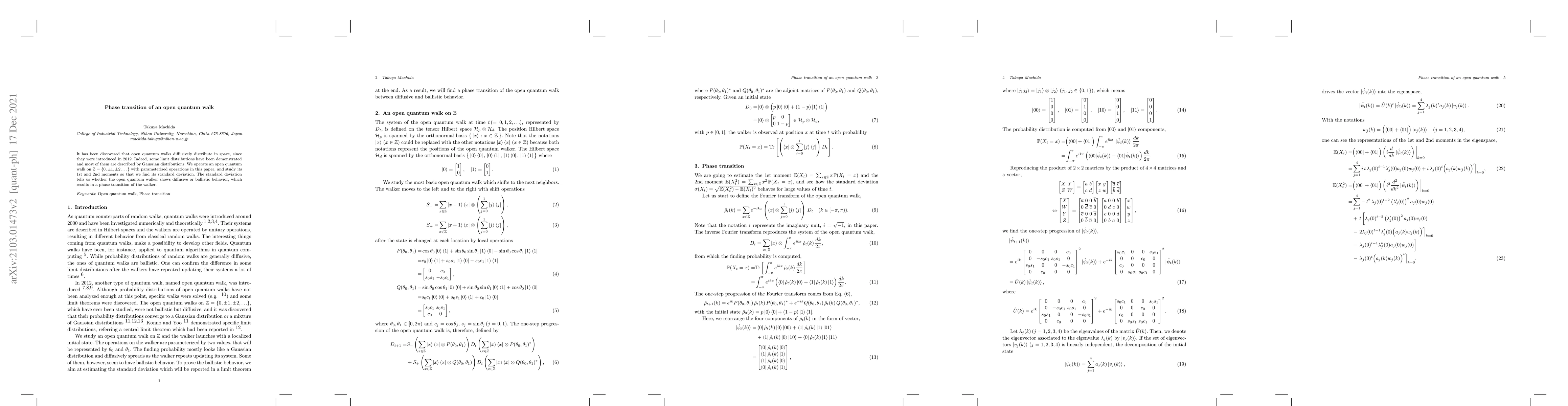 Thumbnail for Phase transition of an open quantum walk