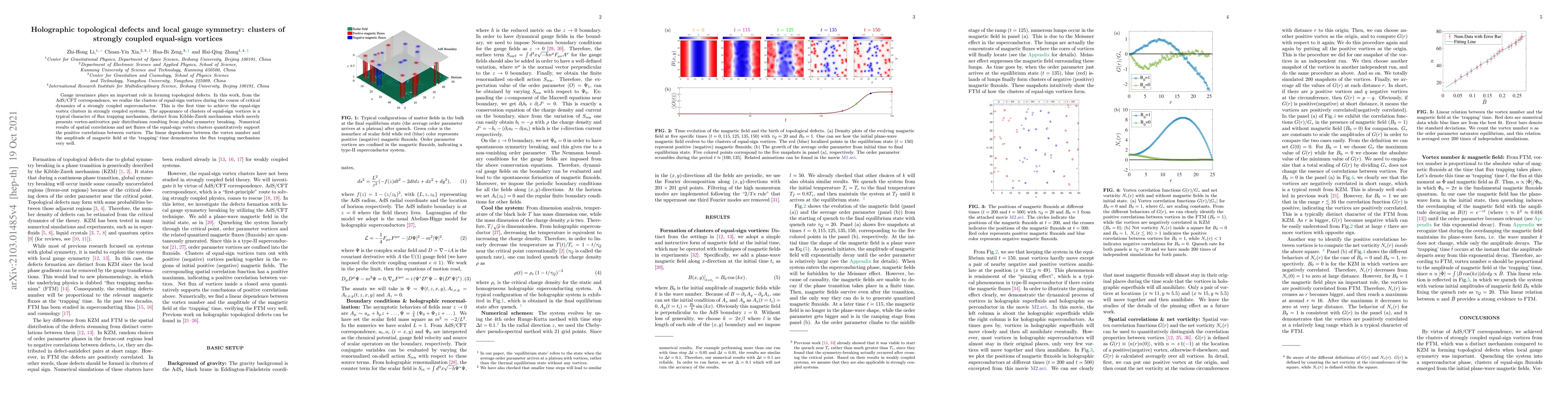 Thumbnail for Holographic topological defects and local gauge symmetry: clusters of
  strongly coupled equal-sign vortices