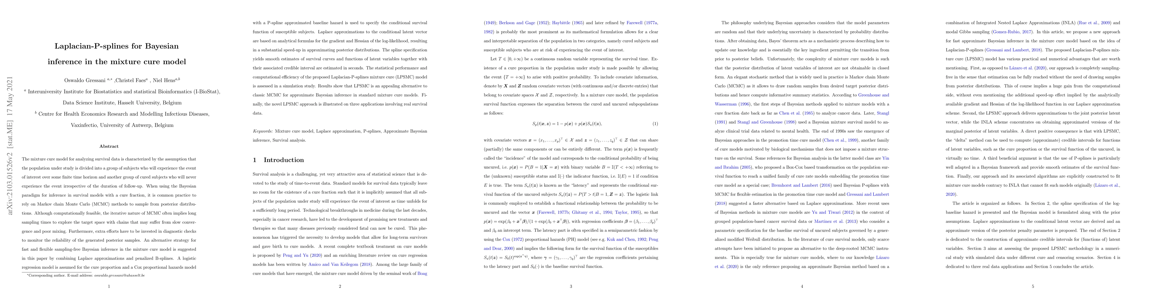 Thumbnail for Laplacian-P-splines for Bayesian inference in the mixture cure model