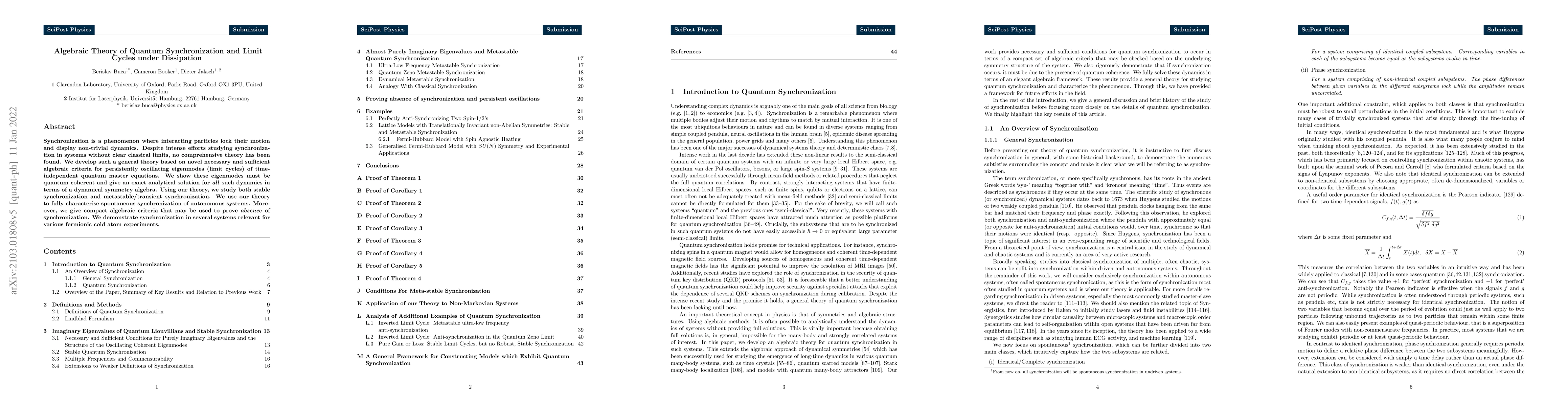 Thumbnail for Algebraic Theory of Quantum Synchronization and Limit Cycles under
  Dissipation