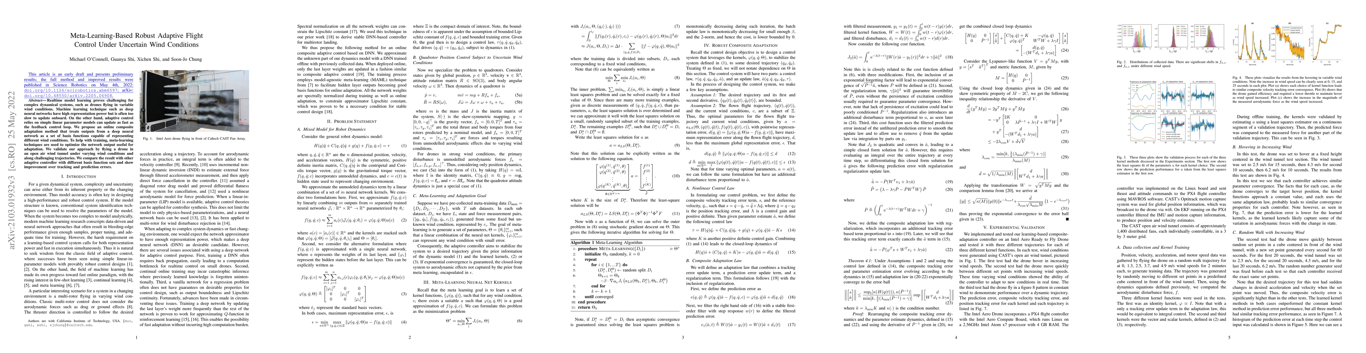 Thumbnail for Meta-Learning-Based Robust Adaptive Flight Control Under Uncertain Wind
  Conditions