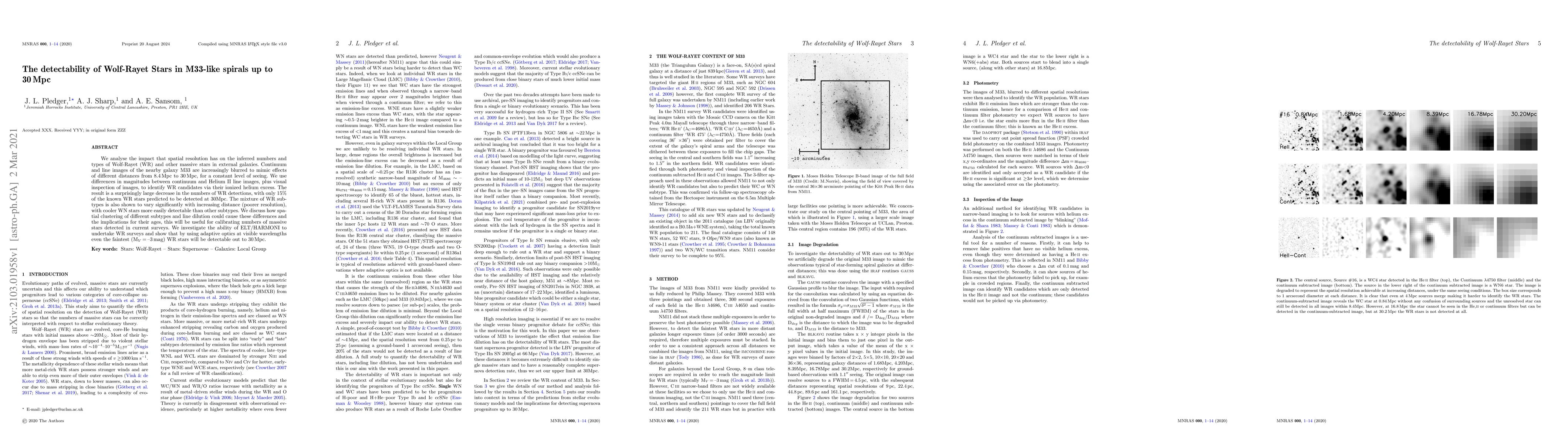 Thumbnail for The detectability of Wolf-Rayet Stars in M33-ike spirals up to 30 Mpc