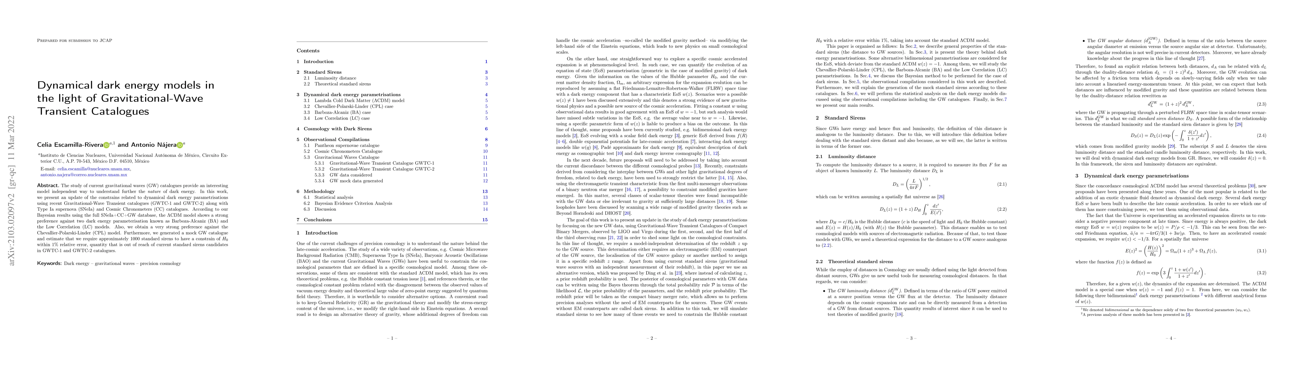 Thumbnail for Dynamical dark energy models in the light of Gravitational-Wave
  Transient Catalogues