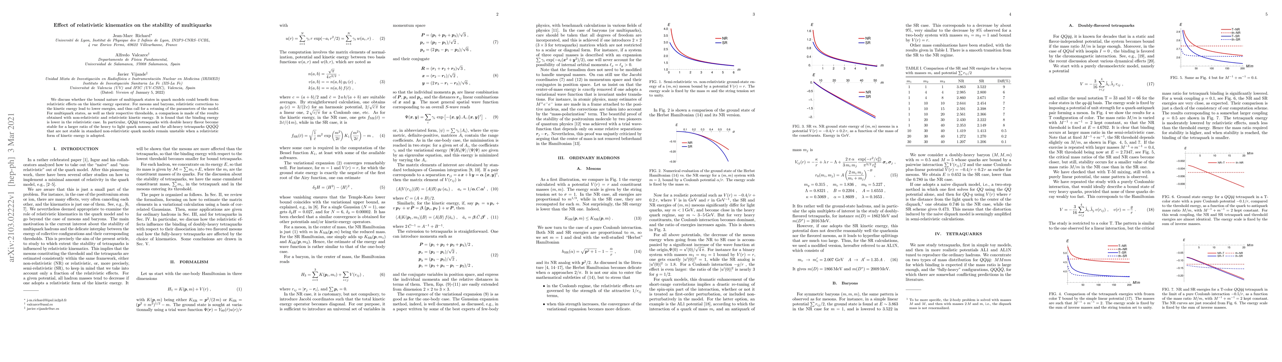 Thumbnail for Effect of relativistic kinematics on the stability of multiquarks