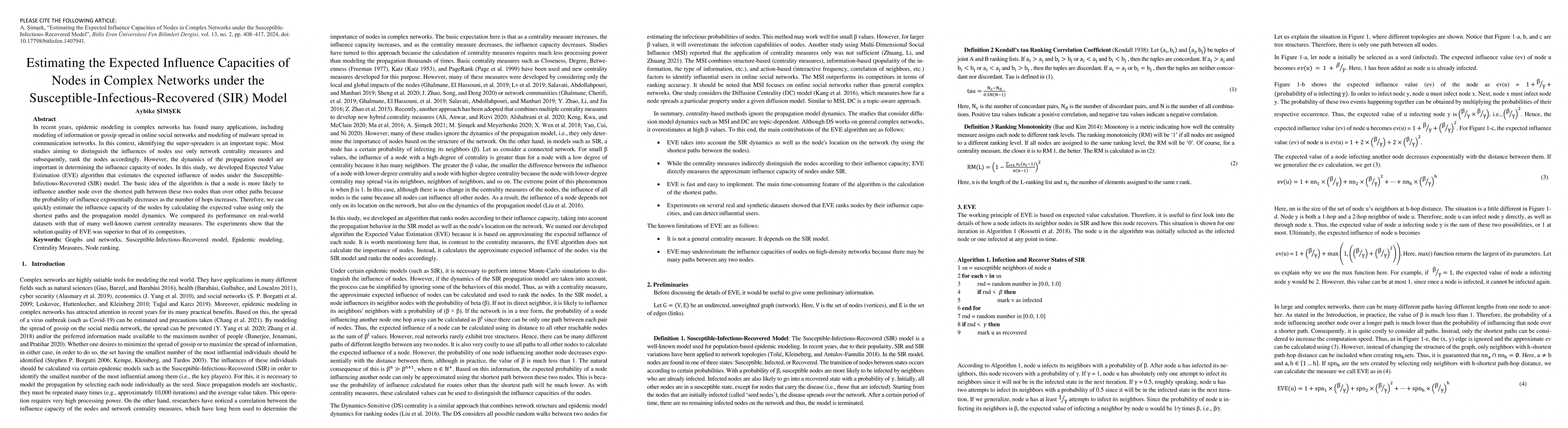 Thumbnail for Estimating the Expected Influence Capacities of Nodes in Complex
  Networks under the Susceptible-Infectious-Recovered (SIR) Model