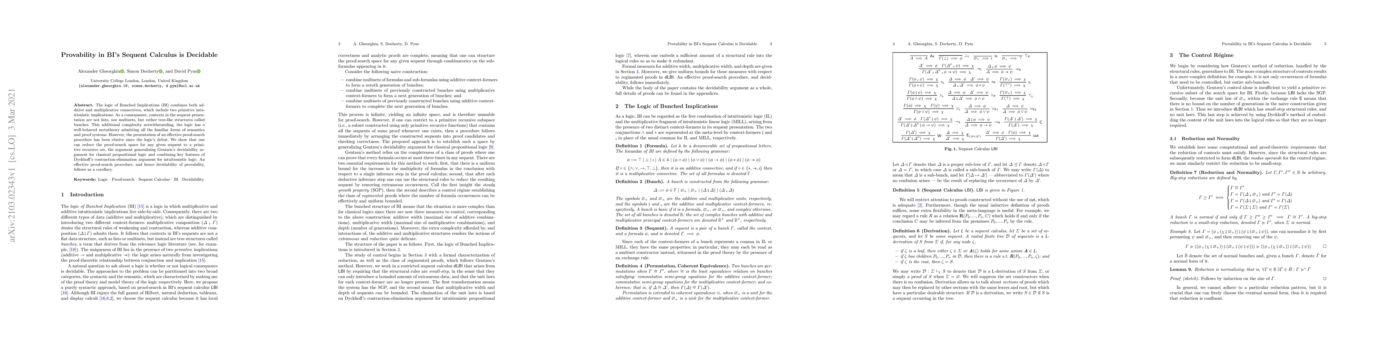 Thumbnail for Provability in BI's Sequent Calculus is Decidable